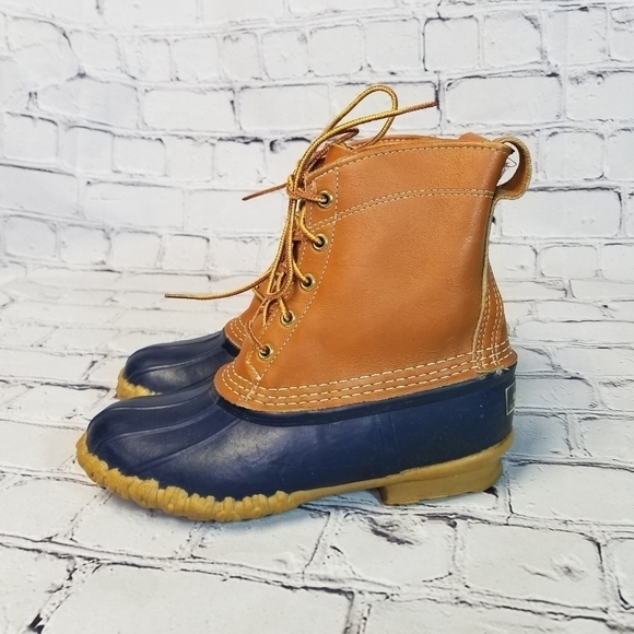 LL BEAN Boots blue rubber leather 6 - Picture 5 of 13